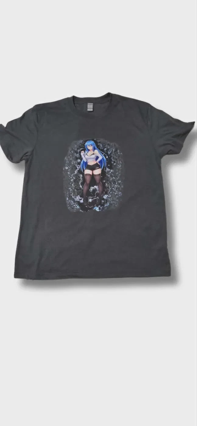 Blue-Haired Anime Girl Graphic T-Shirt product view 2