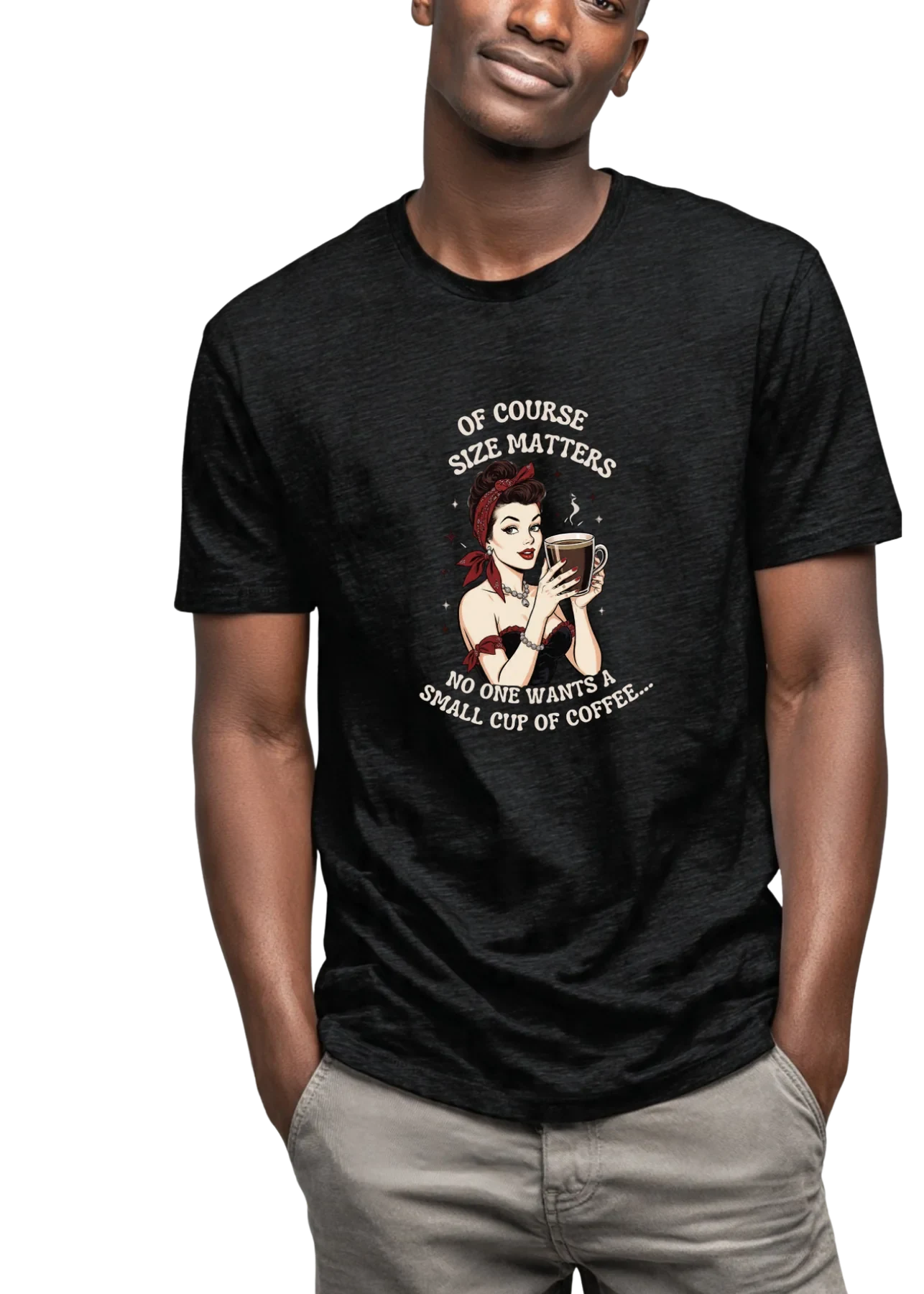 Of Course Size Matters Coffee T-Shirt – Red Bandana Pin-Up