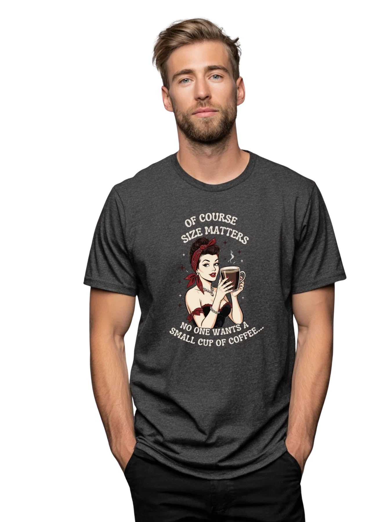 Of Course Size Matters Coffee T-Shirt – Red Bandana Pin-Up product view 3