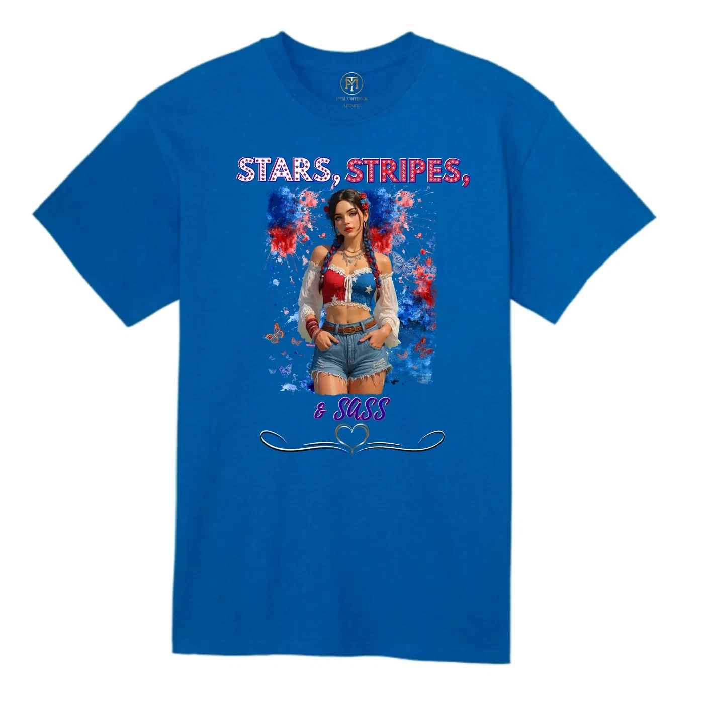 Stars Stripes and Sass Butterfly Patriotic T-Shirt product view 4