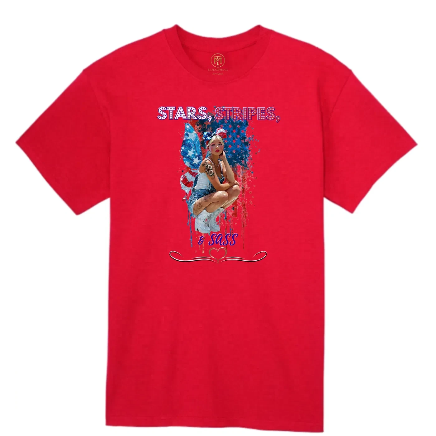 Stars Stripes and Sass Patriotic Pin-Up T-Shirt product view 5